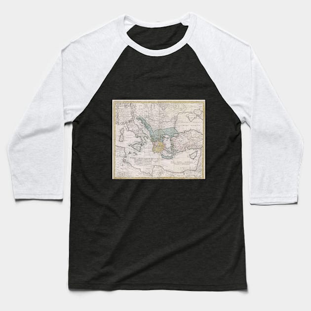 Vintage Map of Greece (1741) Baseball T-Shirt by Bravuramedia